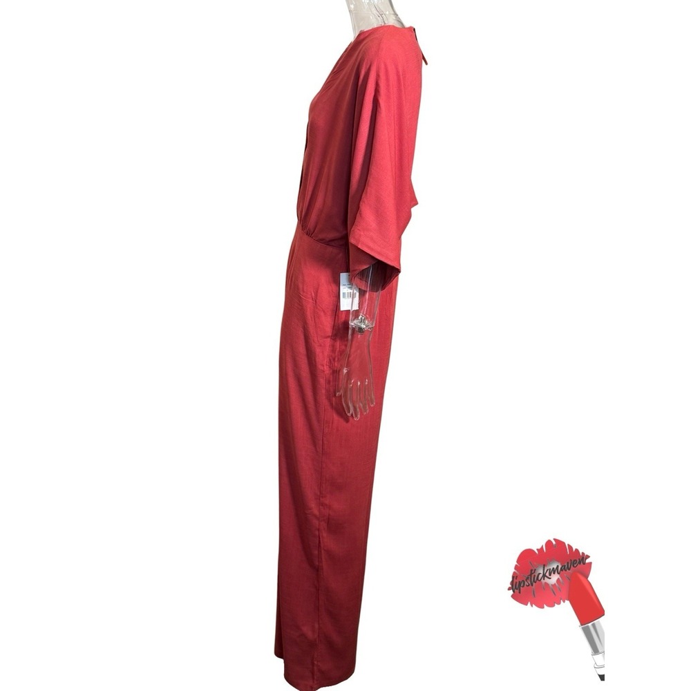Alexia Admor Jumpsuit Women 12 Burnt Orange D3848 Flutter Sleeves NWT - Picture 3 of 16
